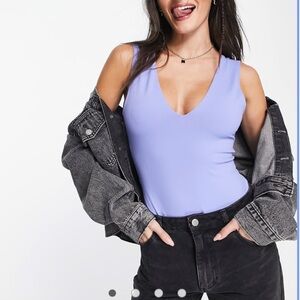 V-Neck Blue free people Women's body suit